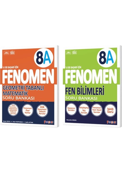 Fenomen Okul 2025 8. Sınıf Fen Bilimleri + Geometri Tabanlı A Serisi Soru Bankası Seti 2 Kitap fiyatları