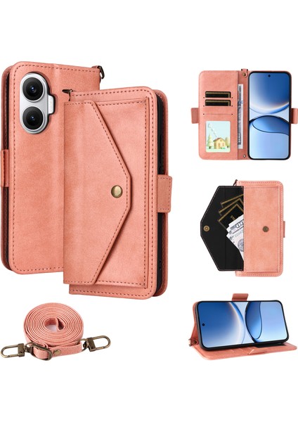 Xiaomi Poco F7 5g Deri Kılıf Manyetik Kapatma Cüzdan Standlı Telefon Kılıfı ve Çapraz Askı (Yurt Dışından)