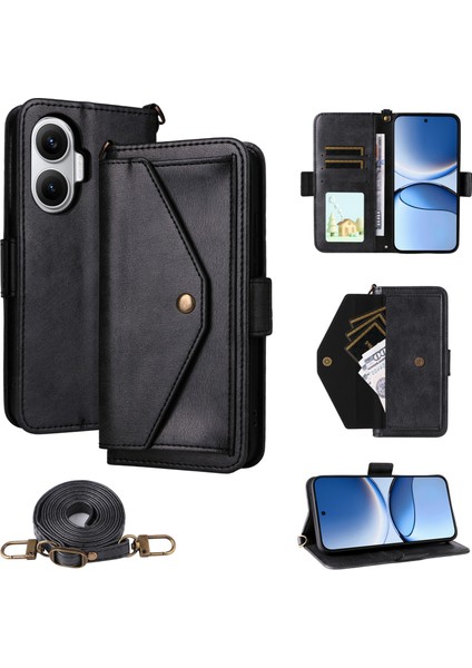 Xiaomi Poco F7 5g Deri Kılıf Manyetik Kapatma Cüzdan Standlı Telefon Kılıfı ve Çapraz Askı (Yurt Dışından)