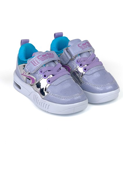 Kız Bebe Lila Işıklı Cırtlı Sneaker Spor Ayakkabı