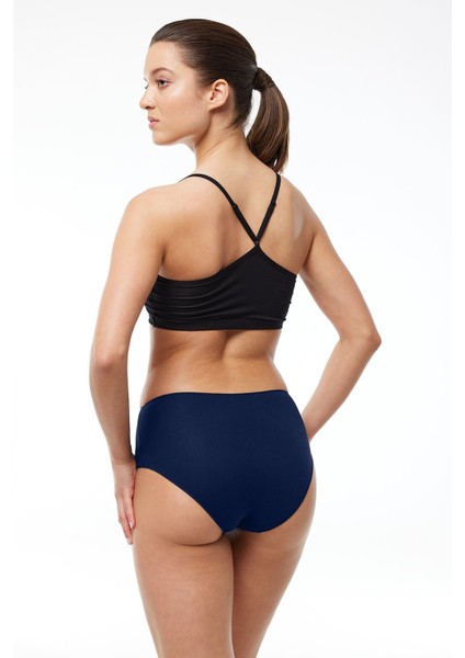 Kadın Ekru Lacivert Siyah 6 Lı Paket Modal Dar Kalıp Yüksek Bel Slip Külot 1955