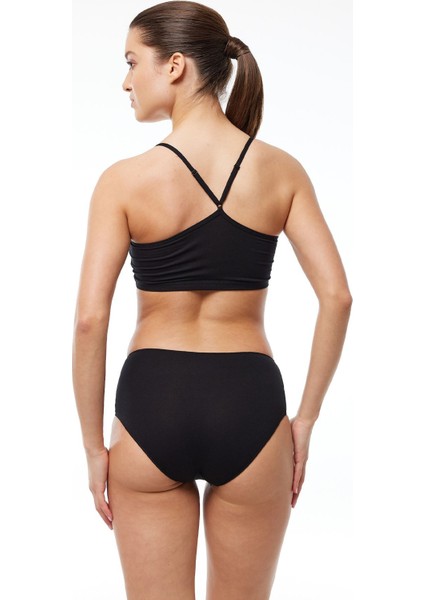 Kadın Ekru Lacivert Siyah 6 Lı Paket Modal Dar Kalıp Yüksek Bel Slip Külot 1955