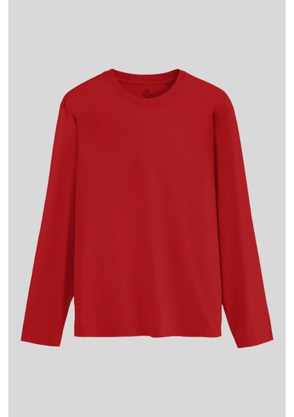 Kırmızı Standart Fit Basic O Yaka Uzun Kollu İnce Erkek T-Shirt - 87997