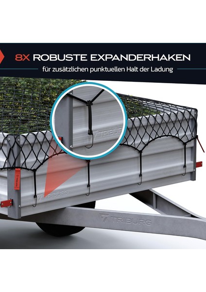Römork Ağı 1X2-2X3M, 8 Kancalı, Esneyebilir ve Güçlendirilmiş Yük Güvenlik Ağı, Alman Kalitesiyle fırsatları