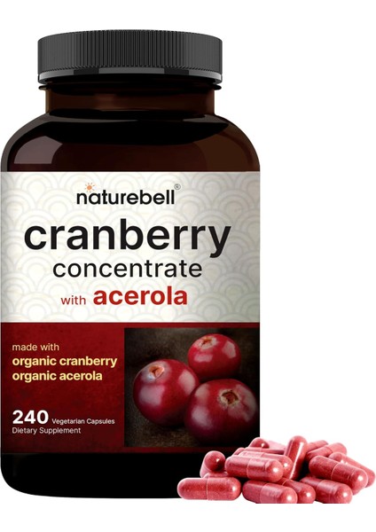 Cranberry Pills 36,000MG With Acerola, 240 Veggie Capsules Urinary Tract Health