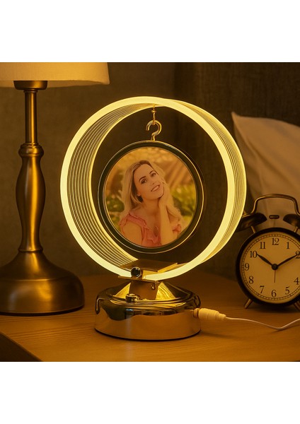 Ledli Anı Çemberi Fotoğraflı Abajur - 18X21CM