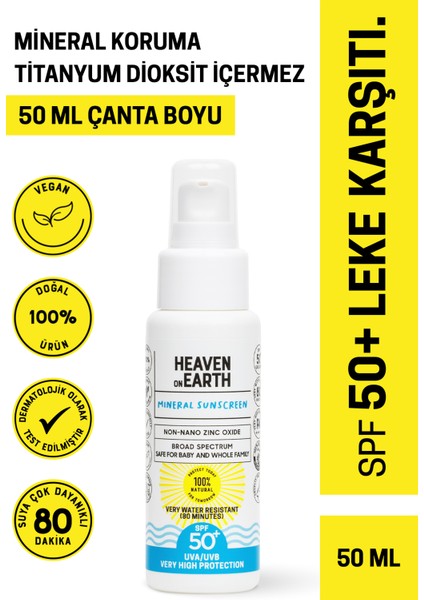 50ml Vegan SPF 50+ Güneş Kremi %100 Doğal ve Organik Içerikli Mineral Korumalı Suya Dayanıklı