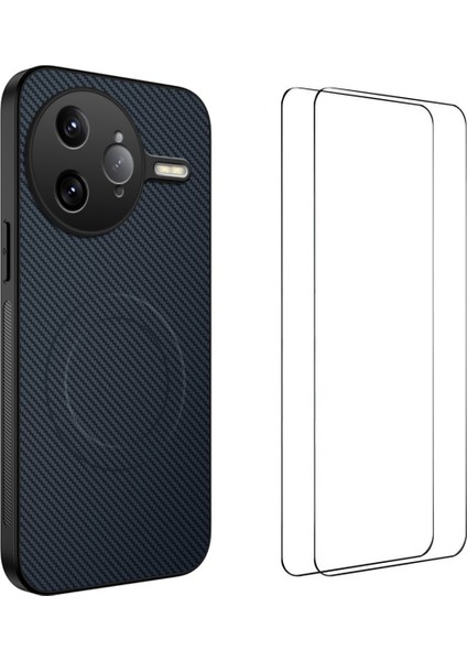 Xiaomi Poco F7 Ultra 5g Manyetik Kılıf Karbon Fiber Doku Pc Tpu Telefon Kılıfı 2 Adet Ekran Filmi ile (Yurt Dışından)