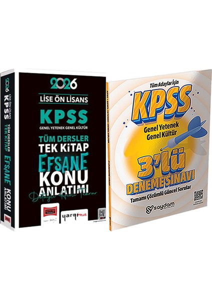 2026 Kpss Lise Ön Lisans Tüm Dersler Tek Kitap Efsane Konu Anlatımı - 3 Deneme