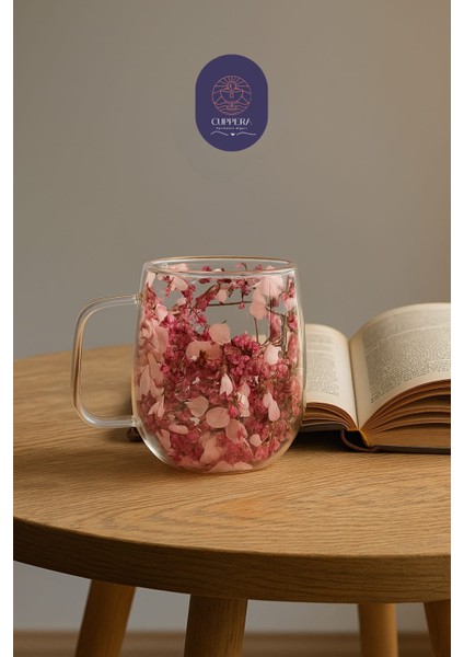 Isıya Dayanıklı Çift Cidarlı Canlı Kurutulmuş Çiçekli