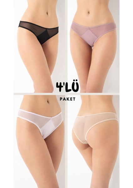 Battal Kadın Dantellı Bıkını 4 Lu Paket