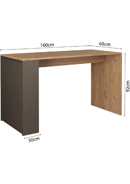 Edgar G4823 4 Adet Antrasit Tabureli Mutfak Adası 160CM Antrasit Ahşap Üst Karşılıklı Oturmalı Masa modelleri