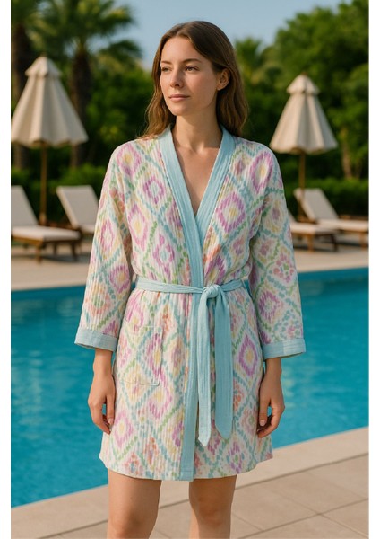 Baskılı Müslin Kimono Bornoz – Unisex | %100 Pamuk Yumuşacık 2 Katlı Doğal Kumaş - ZTMBB10 fiyatları
