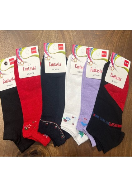 Şirin Desenli Likralı Patik Çorap 12 Adet 36-40 Numara