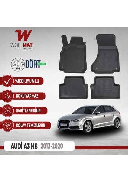 Audi A3 HB 2013-2020 3D Havuzlu Paspas Seti