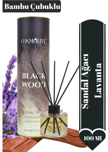 Oda Kokusu Bambu Çubuklu Black Wood Sandal Ağacı ve Lavanta Kokulu 100 ml