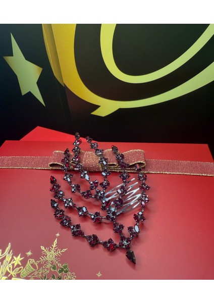 Abiye Taşlı Büyük Swarovski Gelin Nişan Toka Gelin Tacı Yaprak Desenli Kına modelleri