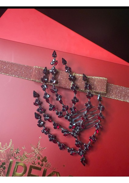 Abiye Taşlı Büyük Swarovski Gelin Nişan Toka Gelin Tacı Yaprak Desenli Kına fırsatları