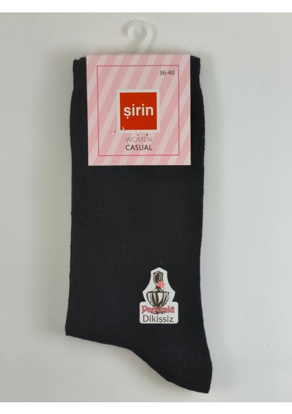 Kadın Düz Siyah Soket Çorap (12 Adet)