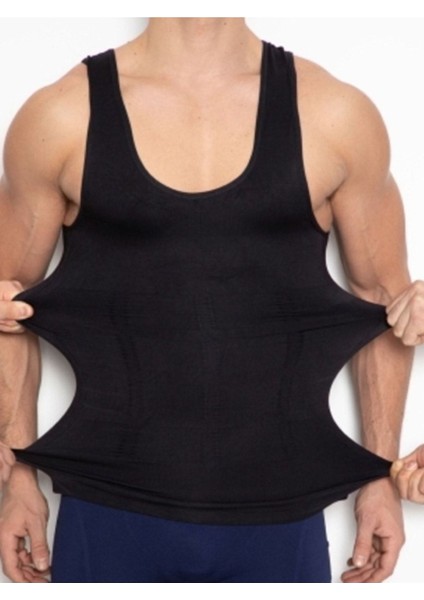 Secret Moda Siyah Erkek Göbek Bel Karın Korsesi Atlet Korse