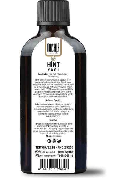 Hint Yağı 100 ml - Soğuk Preslenmiş Doğal Cilt Koruyucu ve Nemlendirici Bitkisel Yağ fiyatları