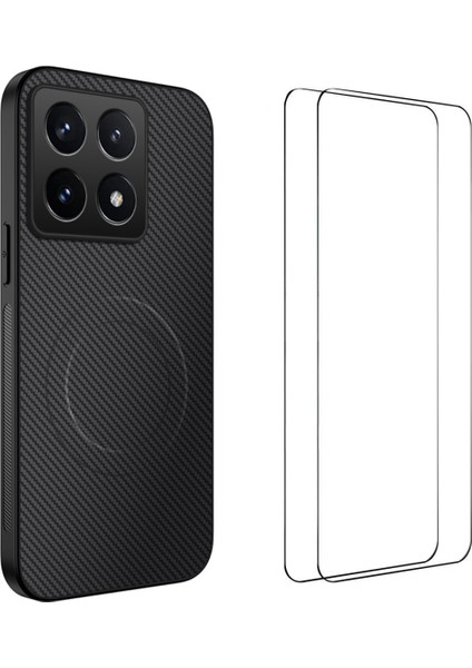 Xiaomi 14T Manyetik Kılıf Karbon Fiber Doku Pc Tpu Telefon Kılıfı 2 Adet Ekran Filmi ile (Yurt Dışından)