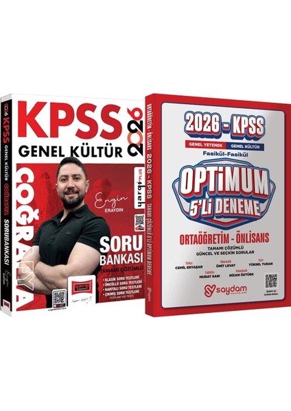 2026 Kpss Tamamı Çözümlü Coğrafya Soru Bankası Engin Eraydın - Optimum 5 Deneme