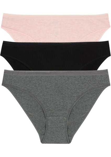 Kadın Karışık Renkli Korseli 1 Beden Incelten 3lü Slip Külot