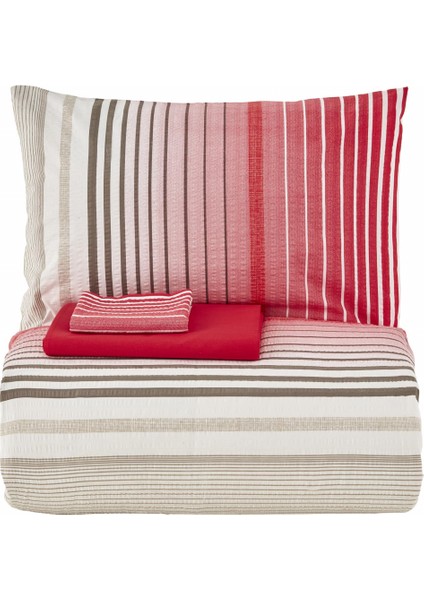 Olympus Stripe Tek Kişilik Nevresim Takımı Red