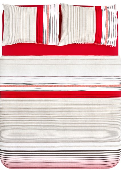 Olympus Stripe Tek Kişilik Nevresim Takımı Red