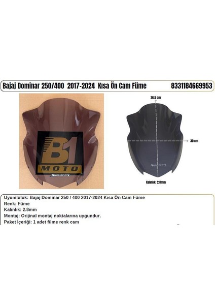 Bajaj Dominar 250/400 FÜME(2017-24) Kısa Siperlik
