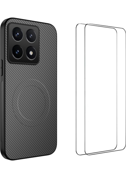 Xiaomi 14T Manyetik Kılıf Karbon Fiber Doku Pc Tpu Telefon Kılıfı 2 Adet Ekran Filmi ile (Yurt Dışından)