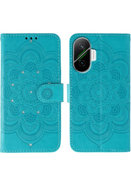 Xiaomi Poco F7 5g Bilek Kayışlı Yapay Dekorlu Pu Deri Tasarım Telefon Kılıfı (Yurt Dışından)