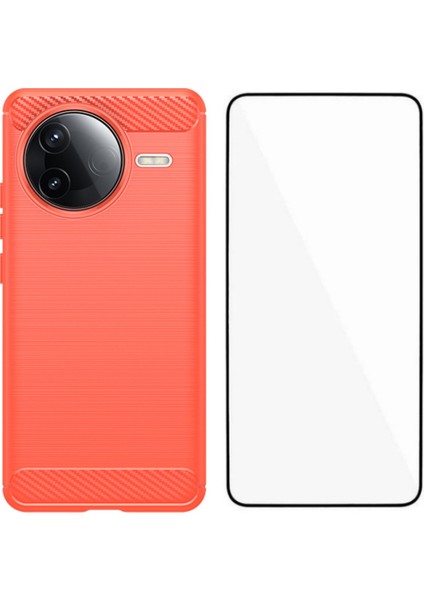 Xiaomi Poco F7 Pro 5g Fırçalanmış Dokulu Tpu Telefon Kılıfı ve Temperli Cam (Yurt Dışından)