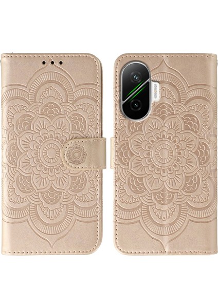 Xiaomi Poco F7 5g Pu Deri Tasarım Cüzdan Telefon Kılıfı ve Bilek Kayışı (Yurt Dışından)