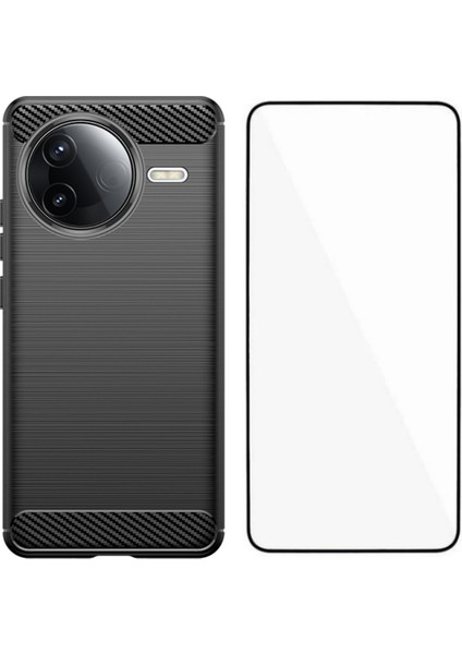 Xiaomi Poco F7 Pro 5g Fırçalanmış Dokulu Tpu Telefon Kılıfı ve Temperli Cam (Yurt Dışından)