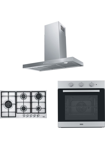 Fdf Eg6 90 Xs Davlumbaz Fhnl 905 4g Tc Xs C Ocak Fsl 82 H Xs Fırın Inox Ankastre Set