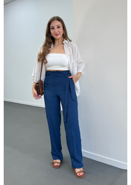 Grace Beli Lastikli Müslin Kumaş Pantolon