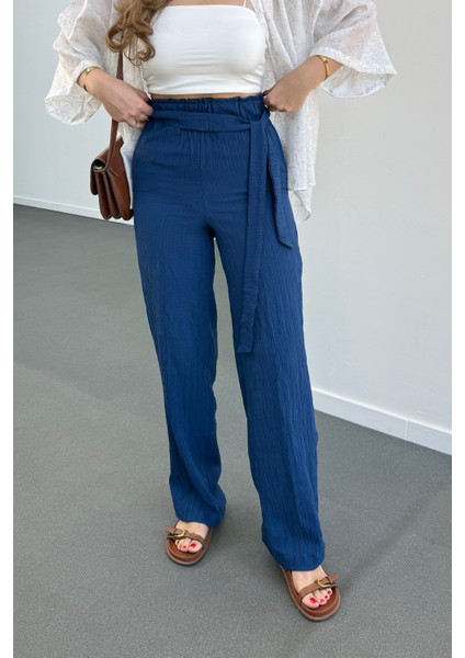 Grace Beli Lastikli Müslin Kumaş Pantolon modelleri