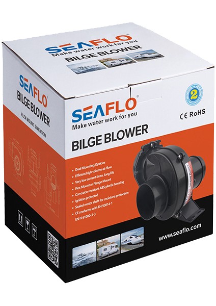 SFBB2-130-01 24 Volt 75 mm Blower, Tekne ve Yat Tipi Salyangoz Fan Aspiratör 130CFM modelleri