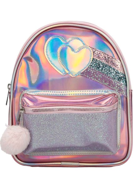 Kalp Desenli Hologramlı Sırt Çantası
