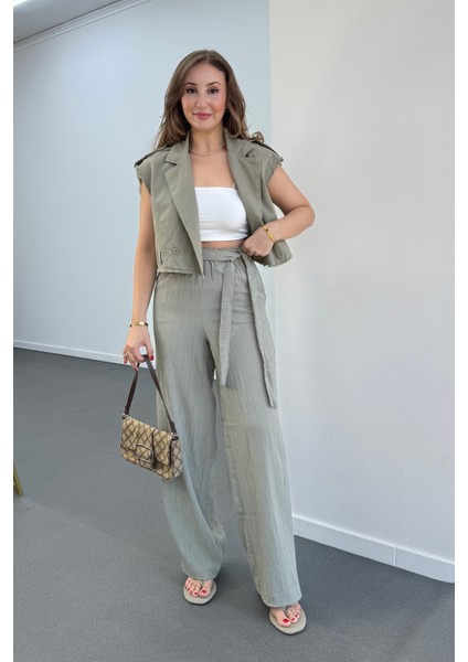 Grace Beli Lastikli Müslin Kumaş Pantolon