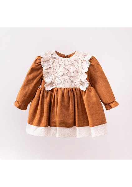 Dantel Detaylı Astarlı Kız Bebek Elbise