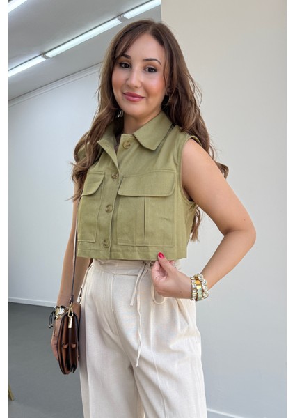 Dolly Cep Kapaklı Crop Yelek fiyatları