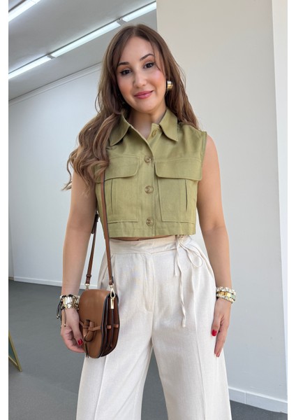 Dolly Cep Kapaklı Crop Yelek modelleri