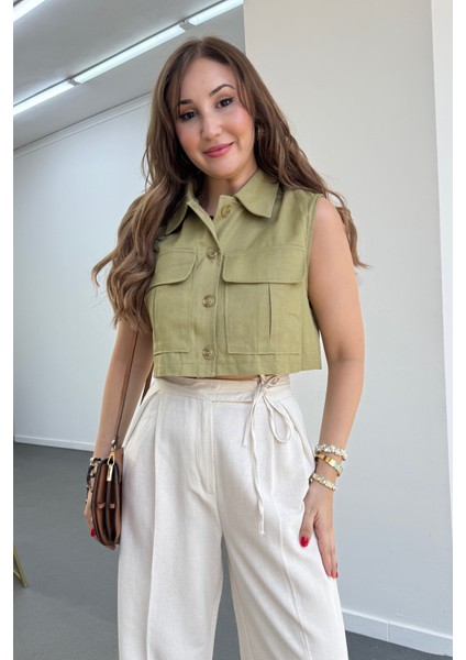 Dolly Cep Kapaklı Crop Yelek fırsatları