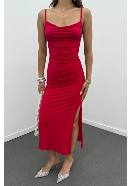 Roxana Yırtmaçlı Degaje Yaka Kalem Elbise fiyatları