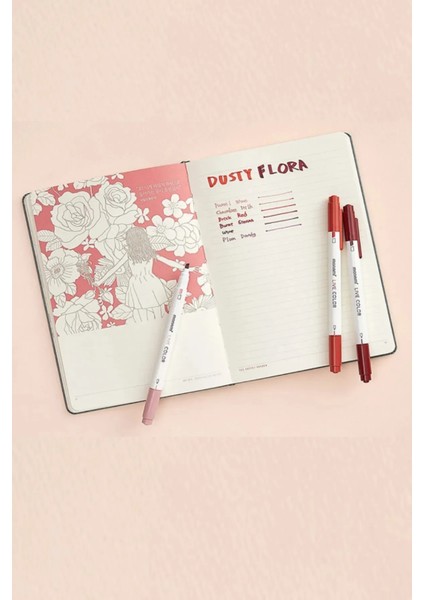 4 Bölümlü Renkli Desen Kalem Çantası Monami Live Color Su Bazlı 36`lı Marker Water Based Twin Set