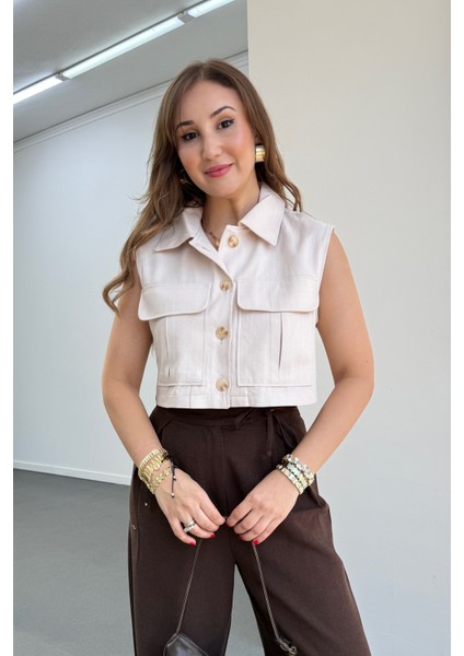 Dolly Cep Kapaklı Crop Yelek modelleri