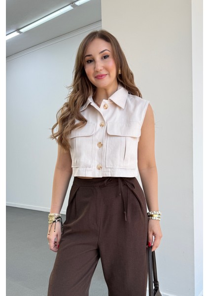 Dolly Cep Kapaklı Crop Yelek fırsatları